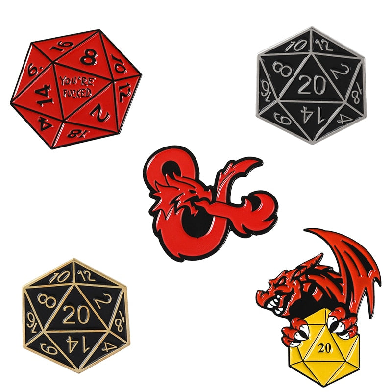 D20 DnD 20 Sided Dice Game Backpack Clothes Lapel Pin Brooch For Women Men - NINI SHOP