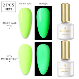 2PCS/set Neon Matte Green Yellow Colours 6ml Fluorescent Series Nail Art Gel Nail Polish - NINI SHOP