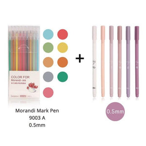 6 PCS/Set Creative Cute Morandi Simple Small Fresh Gel Pen Kawaii Quick Drying Cap Neutral Pen Journal Supplies - NINI SHOP