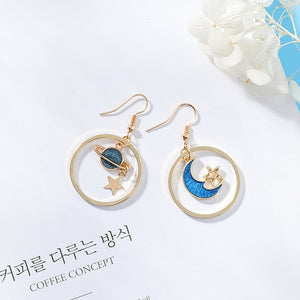 Creative Blue Universe Asymmetric Earrings - NINI SHOP
