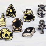 Load image into Gallery viewer, Retro Magic Book Witchcraft Love Skull Cauldron Poison Hourglass Magic Course Enamel Pins - NINI SHOP
