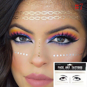 1PC Europe Gold Temporary Face Tattoo Stickers Spot Waterproof Eye Glitters - NINI SHOP