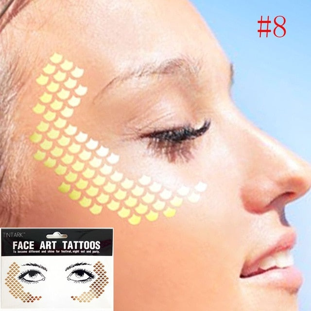 1PC Europe Gold Temporary Face Tattoo Stickers Spot Waterproof Eye Glitters - NINI SHOP