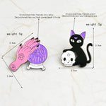 Load image into Gallery viewer, Bad Witch Needle Crystal Ball Handmade Black Cat Skull Retro Enamel Pin - NINI SHOP
