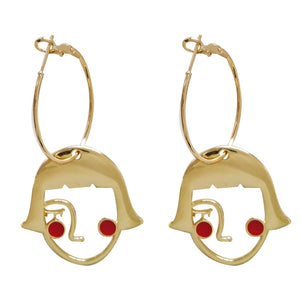 Figure Stud Earrings Fashion Temperament Metal Blush Cute Girl Earrings - NINI SHOP